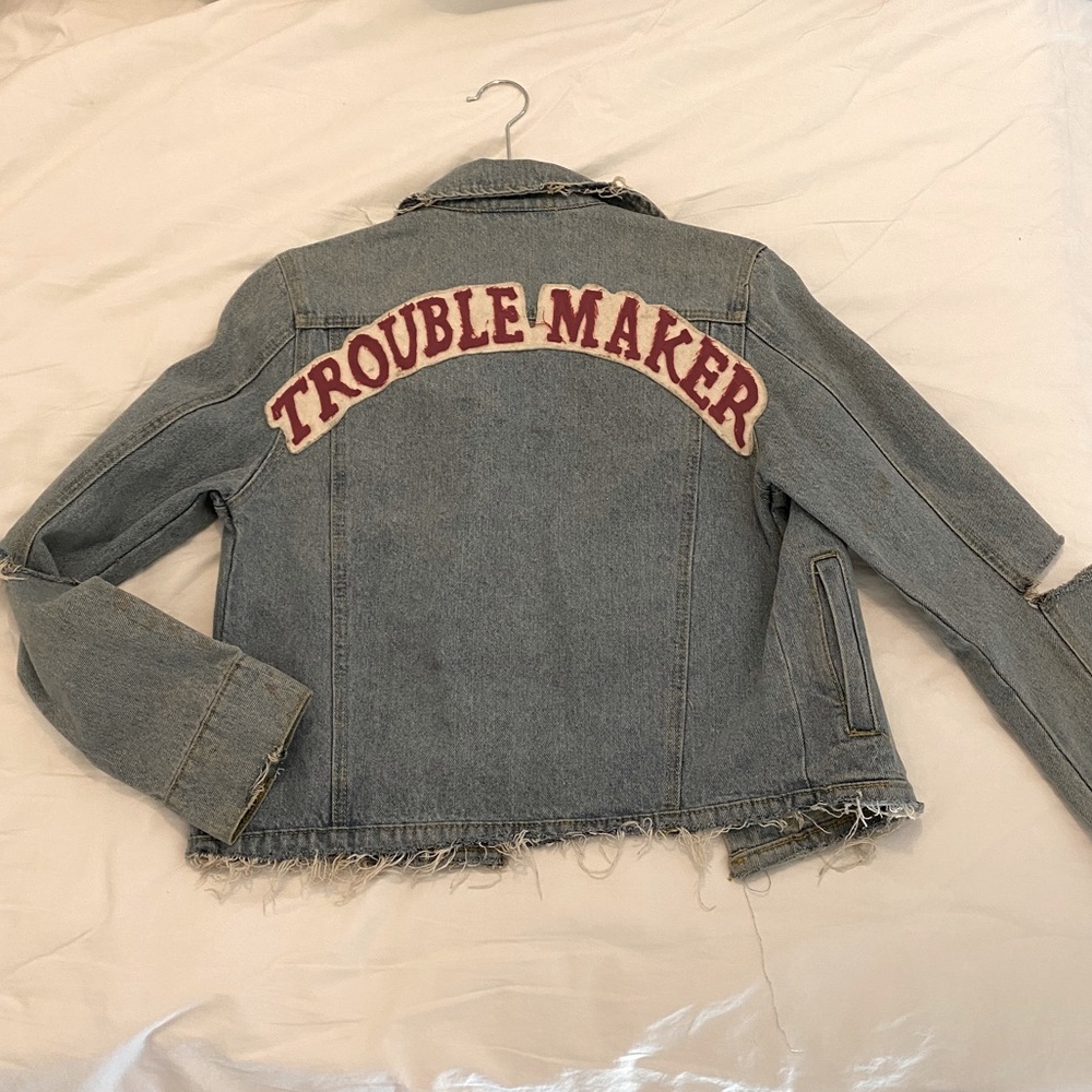 Distressed Denim Vintage TROUBLE MAKER jacket